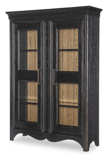  Vintage Market - Glass Front Display Cabinet - Barnwood Oak And Kettle Black