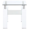 Dyer - 1-Shelf Square Glass Top Side End Table - White