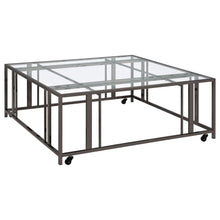  Adri - Square Glass Top Coffee Table With Casters