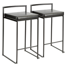  Fuji - Stackable Counter Stool With Cushion - Black Metal