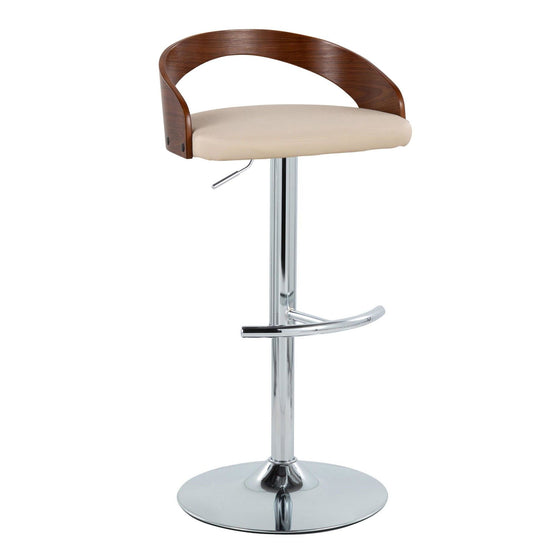 Grotto - Adjustable Barstool (Set of 2) - Chrome Base, Walnut Backrest