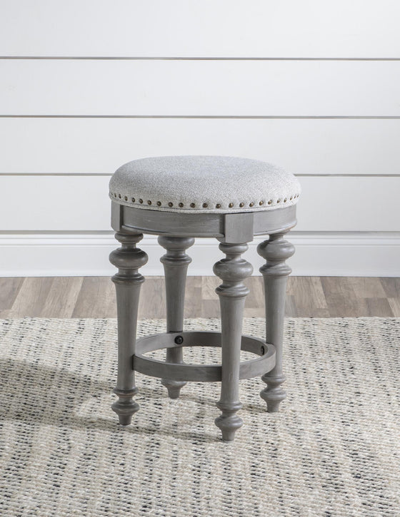 Kingston - Round Swivel Stool With Upholstered Seat - Sandalwood Brown / Tweed Gray