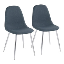  Pebble - Chair - Chrome And Blue Fabric (Set of 2)