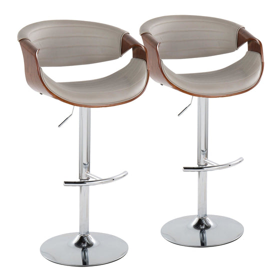 Symphony - Adjustable Barstool (Set of 2) - Chrome Base & Walnut Backrest