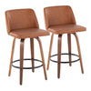 Toriano - 26" Fixed-height Counter Stool (Set of 2) - Walnut And Camel