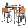 Marcel - Mara Upholstered Counter Height Dining Set - Black Metal With White Wood Tabletop