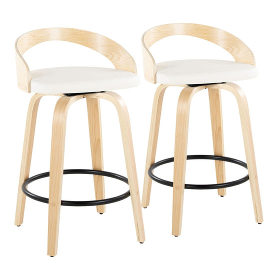 Grotto - 26" Fixed-Height Counter Stool (Set of 2) - Black & Natural Base