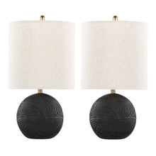  Kona - 23" Polyresin Table Lamp - Matte Black Polyresin, Brass And Natural Linen Shade from Grandview Gallery (Set of 2)