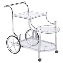  Sarandon - 3-Tier Glass Shelf Metal Bar Cart - Chrome