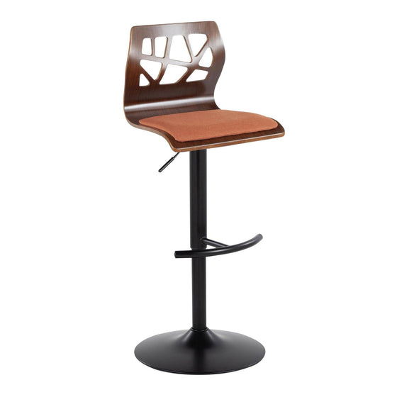 Folia - Adjustable Barstool (Set of 2) - Walnut Backrest & Black Base