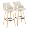 Stella - 30" Fixed-Height Barstool (Set of 2) - Natural & Black Base