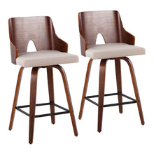  Ariana - 26" Counter Stool - Walnut And Beige Fabric (Set of 2)