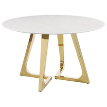  Gwynn - Round Marble Stainless Steel Dining Table - Gold