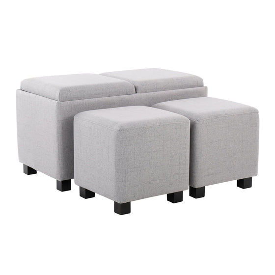 Marlo - Dlx Nesting 3 Piece Tray Ottoman Set - Gray