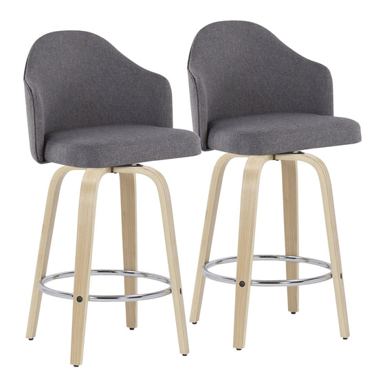 Ahoy - Fixed - Height Counter Stool - Natural Wood Legs And Round Footrest (Set of 2)