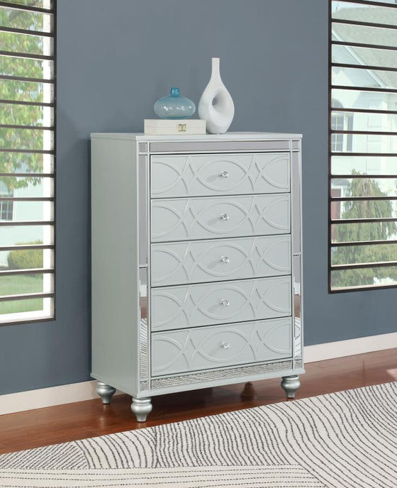 Gunnison - 5-Drawer Bedroom Chest - Silver Metallic