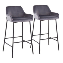  Daniella - Fixed - Height Bar Stool - Black Metal And Silver Velvet (Set of 2)