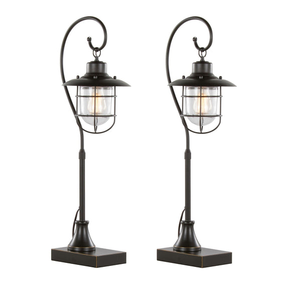 Landen - 33" Metal Task Lamp - Oil Rubbed Bronze With Clear Glass Shade from Grandview Gallery (Set of 2)