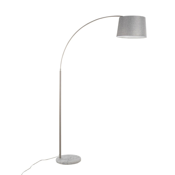 March - Floor Lamp - White Marble And Nickel