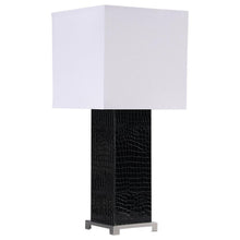  Bridle - Square Shade Faux Crocodile Table Lamp - Black