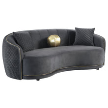  Brookside - Velvet Upholstered Curved Sofa - Dark Gray