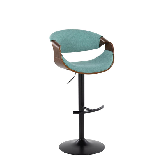 Curvo - Adjustable Barstool (Set of 2) - Walnut And Teal