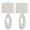 Pearl - 29" Polyresin Table Lamp - Matte White Poly, Natural Shell And White Linen Shade from Grandview Gallery (Set of 2)