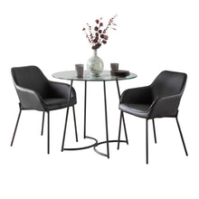  Cece - Daniella Dining Set - Black Metal With Clear Glass Tabletop And Black Faux Leather (Set of 3)