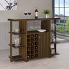 Evelio - 6-Shelf Glass Top Home Bar Wine Cabinet - Walnut