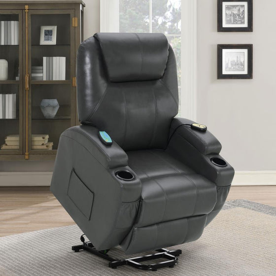 Sanger - Upholstered Power Lift Massage Recliner