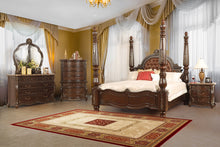  Palazzo Marina - 6/0 Western King Poster Bed 5 Piece Bedroom Set (Bed, Dresser, Mirror, Chest, Nightstand) - Dark Brown