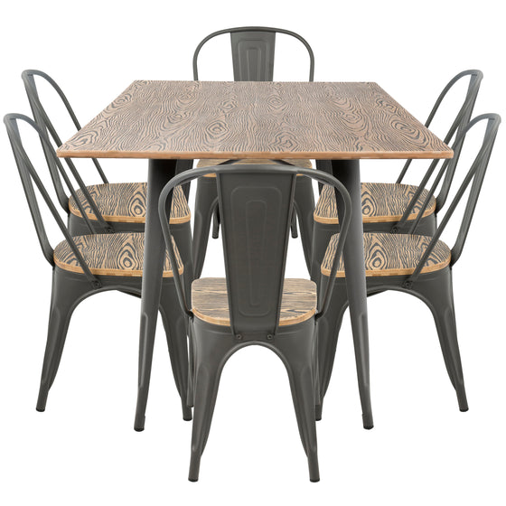 Oregon - Farmhouse Dining Set - Gray And Brown (Set of 7)