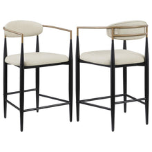  Tina - Metal Counter Height Bar Stool With Upholstered Back And Seat (Set of 2)