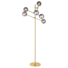  Exline - Molecular Smoked Orb Metal Floor Lamp - Gold