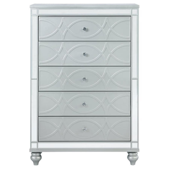 Gunnison - 5-Drawer Bedroom Chest - Silver Metallic