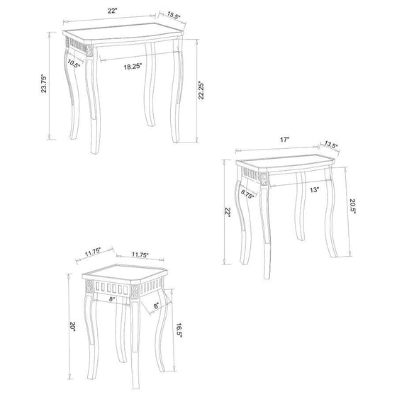 Daphne - 3 Piece Rectangular Wood Nesting Table Set - Warm Brown