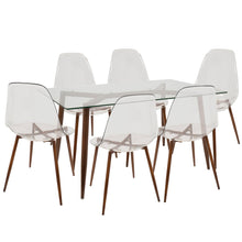  Clara - Dining Set - Walnut And Clear (Set of 7)