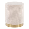 Marla - Chevron Ottoman - Gold Steel And Cream Velvet