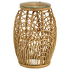 Dahlia - Round Glass Top Woven Rattan End Table - Natural