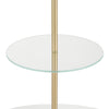 Chloe - Shelf Floor Lamp - White Marble Base, Clear Glass Shelf And White Linen Shade