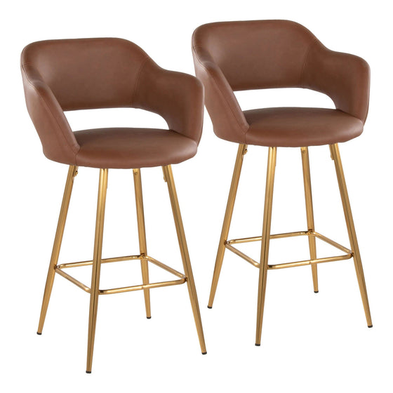 Margarite - 26" Fixed-Height Counter Stool - Gold Metal (Set of 2)