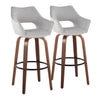 Mustang - 30" Fixed-Height Barstool With Swivel - Walnut Wood (Set of 2)