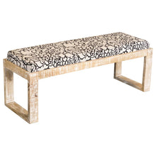  Aiden - Fabric Upholstered Accent Bench - Distressed White