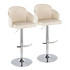 Dahlia - Adjustable Barstool With Swivel - Chrome Metal And Cream Faux Leather With Rounded T Footrest (Set of 2)