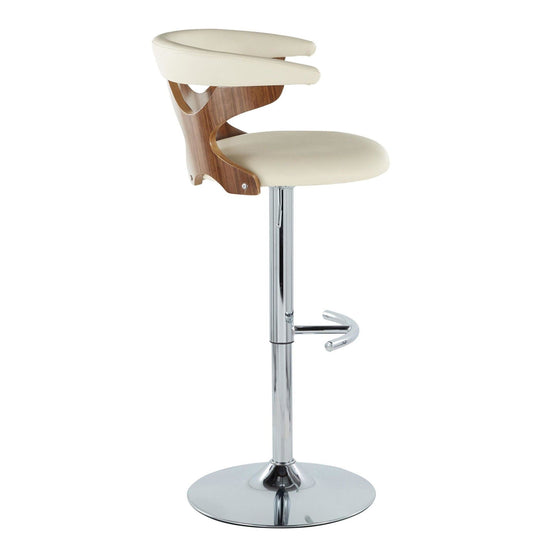 Gardenia - Adjustable Barstool - Chrome Base & Walnut Backrest