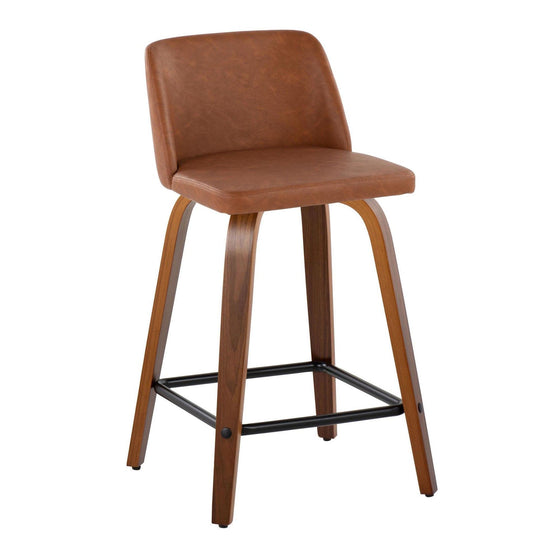 Toriano - 24" Fixed-Height Counter Stool (Set of 2) - Walnut & Black Base