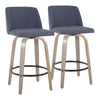 Toriano - 26" Fixed-Height Counter Stool (Set of 2) - Gray & Black Round Base