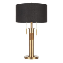  Trophy - Table Lamp - Antique Brass With Black Linen Shade - 26.5"