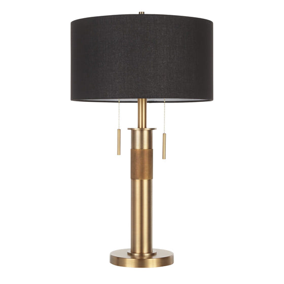 Trophy - Table Lamp - Antique Brass With Black Linen Shade - 26.5"