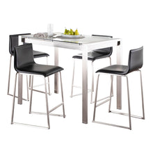  Fuji - Mara Upholstered Counter Height Dining Set - Clear Tempered Glass Tabletop